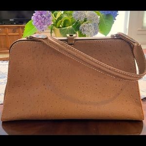 1950’s ostrich Beverly Bag, bought in Ireland. Excellent condition.